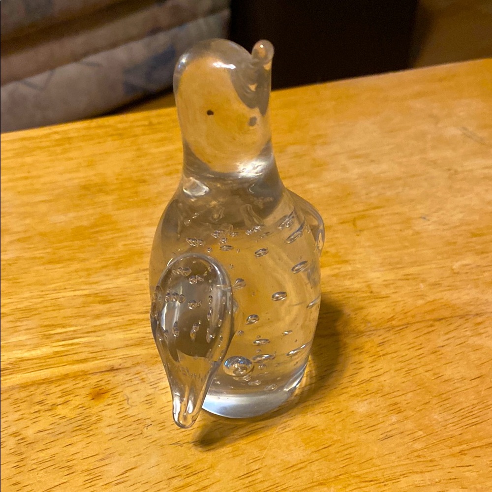 Clear Glass Penguin Paperweight